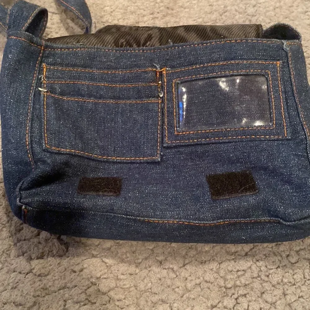 Denim Patchwork Crossbody Purse Bag Blue Jean Acid Washed